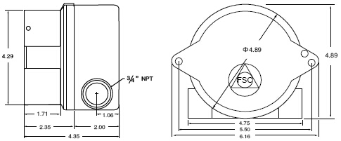 FireSentry SS4-AS UV/IR/VIS火焰探測(cè)器外形尺寸示意圖